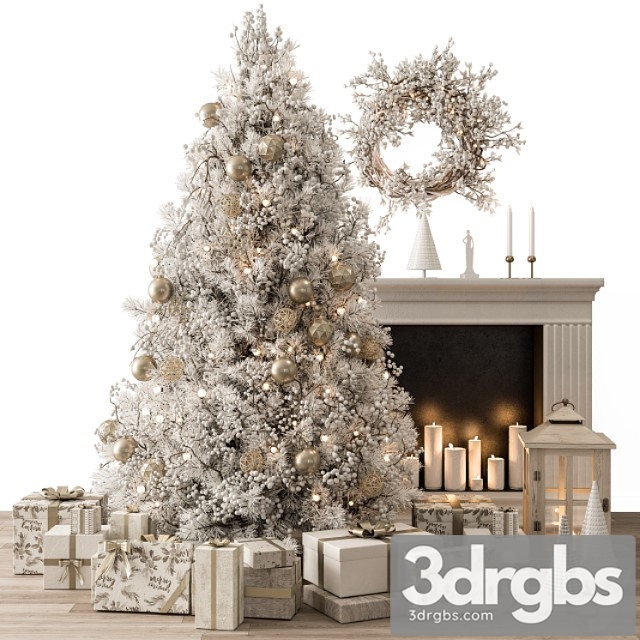 Christmas Decoration 26 Christmas Gold and White Tree with Gift