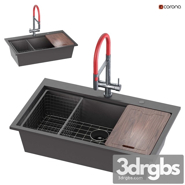 Doirteal 33 Inch Drop in Black Farmhouse Sink