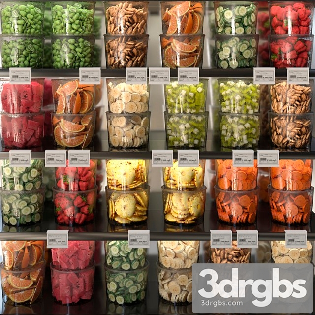 A Set Of Fruits and Vegetables Cut Into Cubes Fruits Vegetables