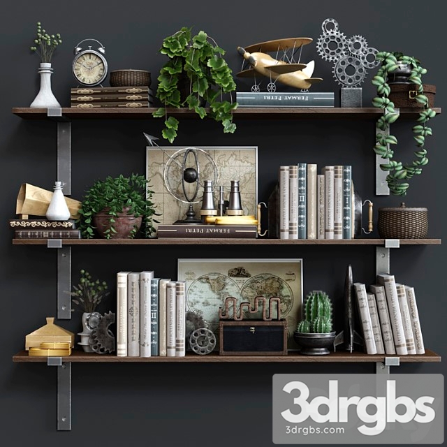Decorative set Shelf industrial plank rh