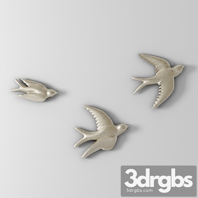 Decor flying birds in the flower pewter