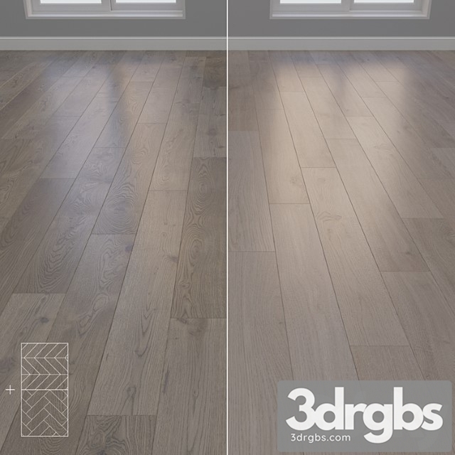 Parquet oak 2 types layout herringbone, chevron and linear setduo29