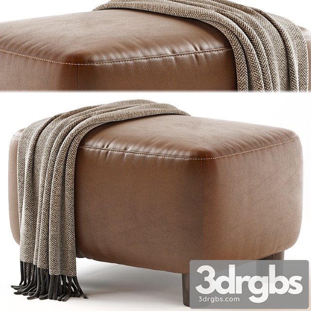 Teddy Leather Club Ottoman Sesame