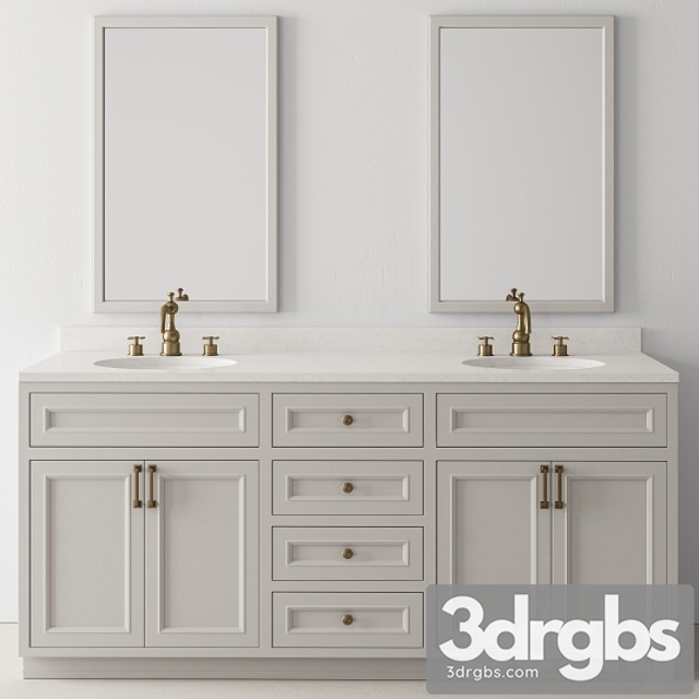 Bathroom Set Wood And Marble Set 24