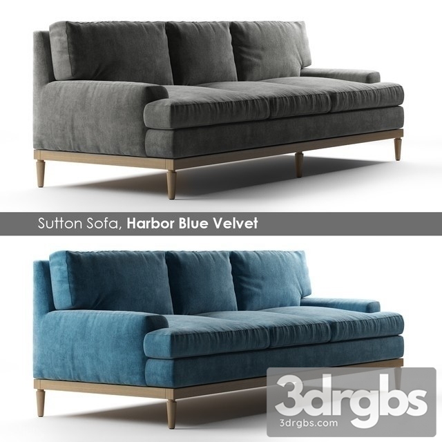 Sutton Sofa Harbor Blue Velvet