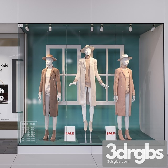 Shop front with female mannequins