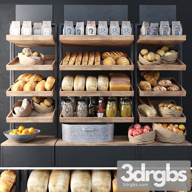 A Large Showcase In A Bakery With Bread and Other Products Bakery Products