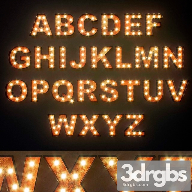 Lighted Metal Sign Set 12 Alphabet