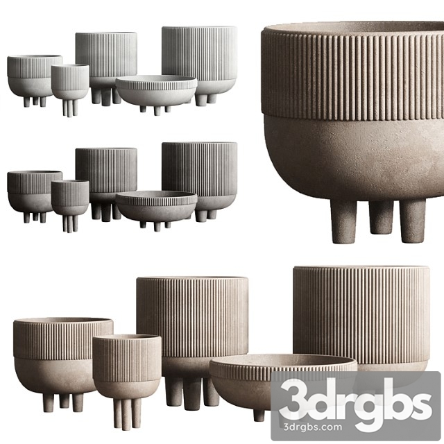 Vase Concrete Indoor Outdoor Set 03