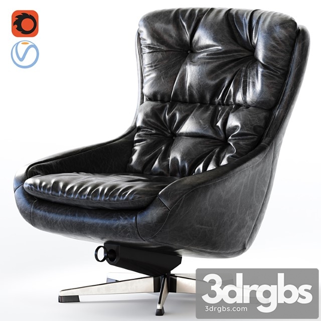 Peem Finland Black Leather Swivel Chair 3