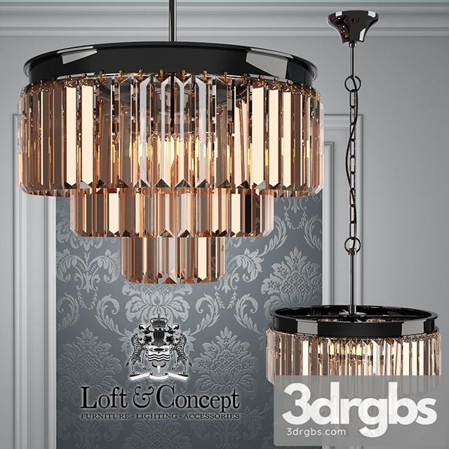 Chandelier RH 1920s Odeon Smoke Glass Fringe