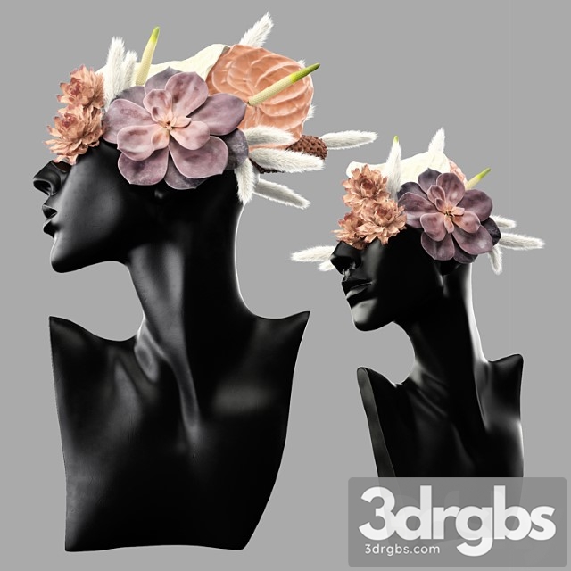 Mannequin Head Bust With A Bouquet