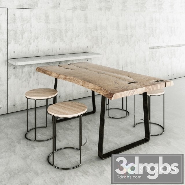 Concrete Wood Table and Chair