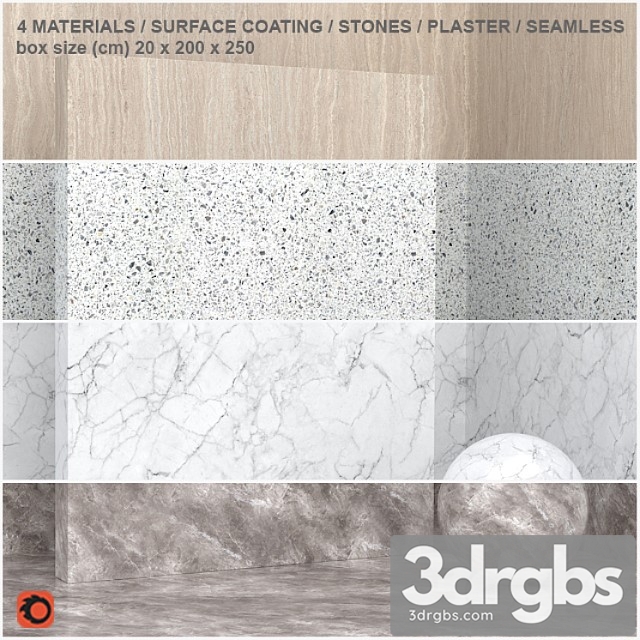 4 materials (seamless) - stone, plaster - set 11