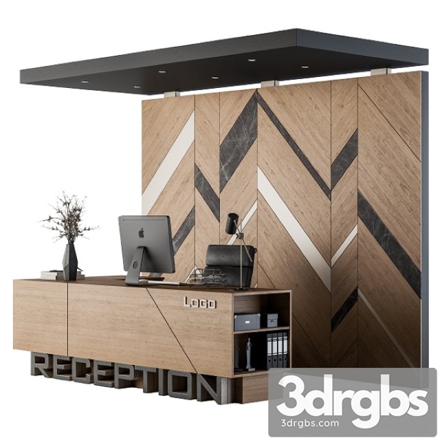 Reception Desk and Wall Decor Set 06