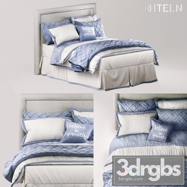 RH Teen Edged Border Ogee Lattice Bedding French Blue