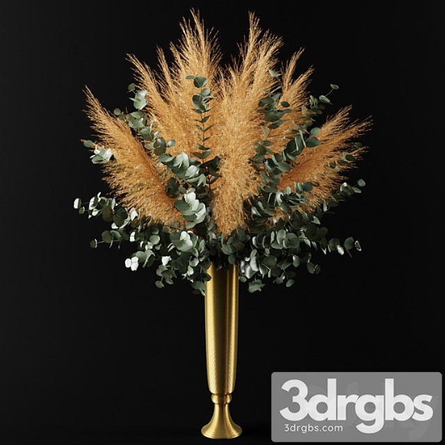 Bouquet of pampas grass and eucalyptus branches