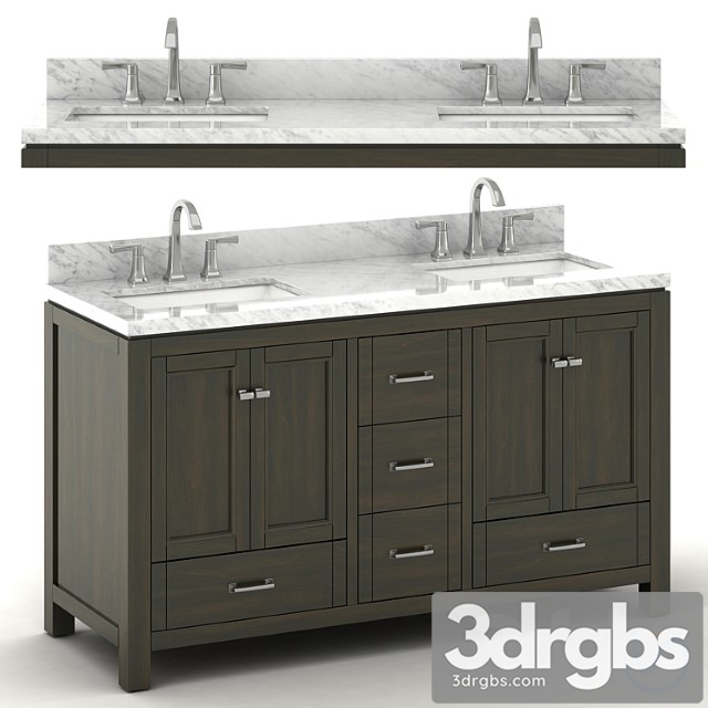 Double Sink Wooden Vanity With Carrara Marble Top 6