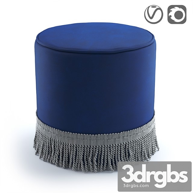 Velor pouf with fringe ramona