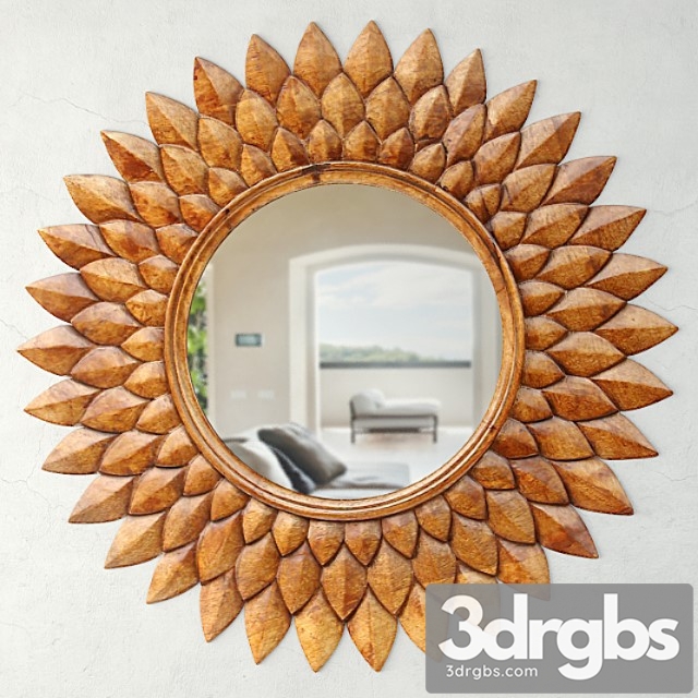 Round carved lotus mirror