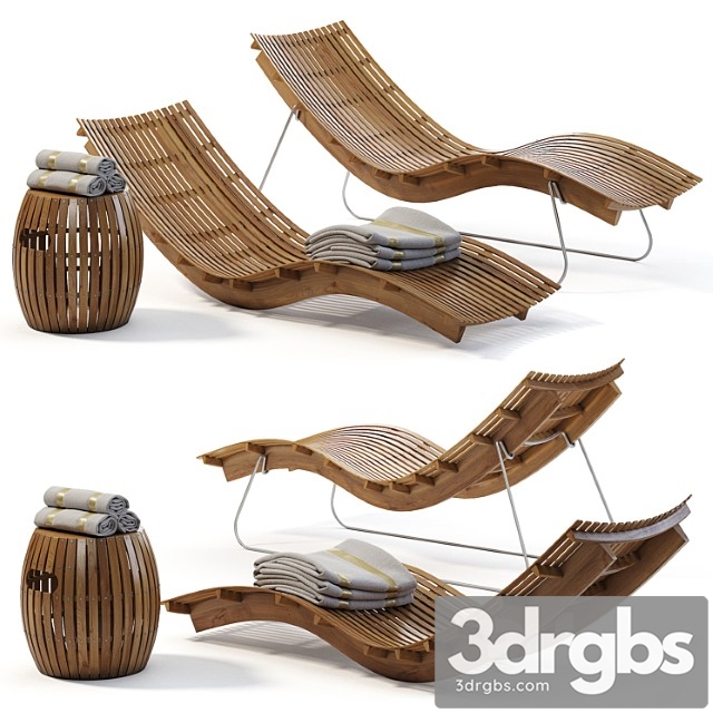 Swing teak stacking chaise longue