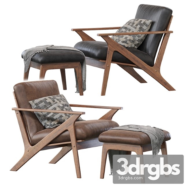 Arm chair Baxton studio bianca mid-century modern walnut wood distressed faux leather lounge chair and ottoman set