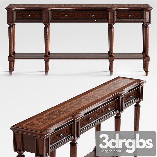 Hooker Furniture Living Room Grandover Three Drawer Console Table