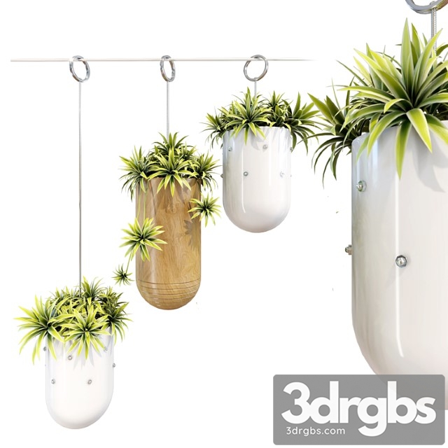 Decorative hanging metal planter set