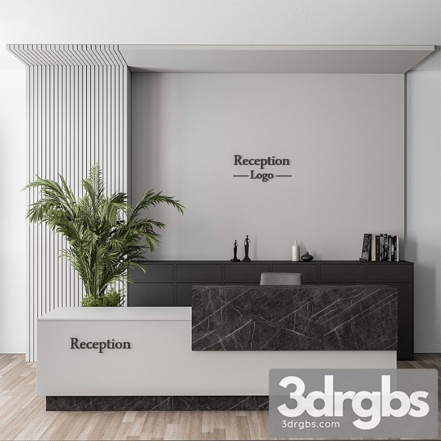 Reception desk and wall decoration - office set 311 2