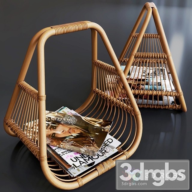 Journals Set Wicker Stand Made Natural Rattan