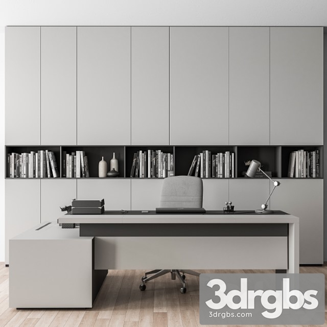 Boss desk with library gray set - office furniture 249