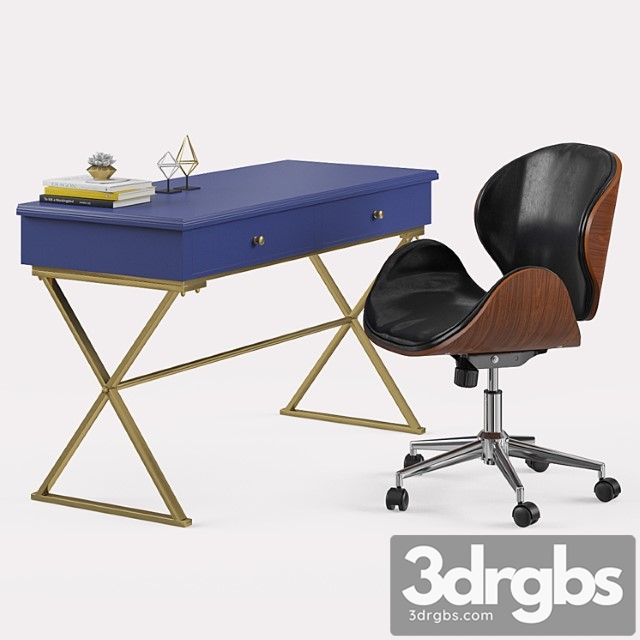 Baxton studio bruce modern office chair with linon campaign desk 2