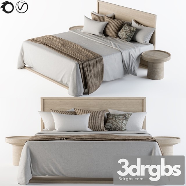 Wooden bed set white and brown 2