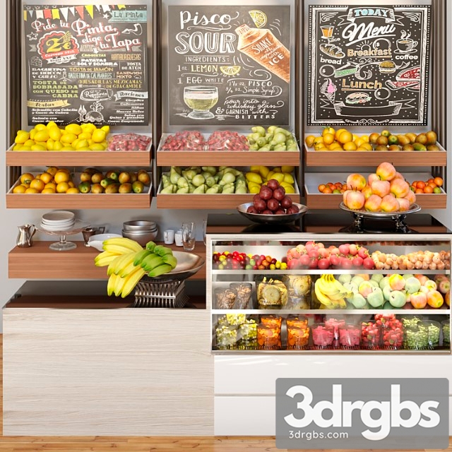 A Small Showcase in A Supermarket with A Large Selection of Fruits and Vegetables Food