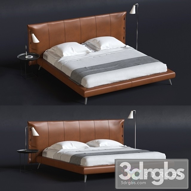 Bonaldo Cuff Brown Leather Bed