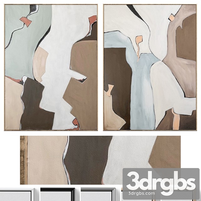 Large Mid Century Abstract Neutral Wall Art C 871