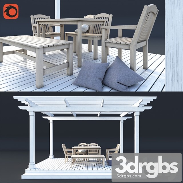 Pergola with garden furniture 2