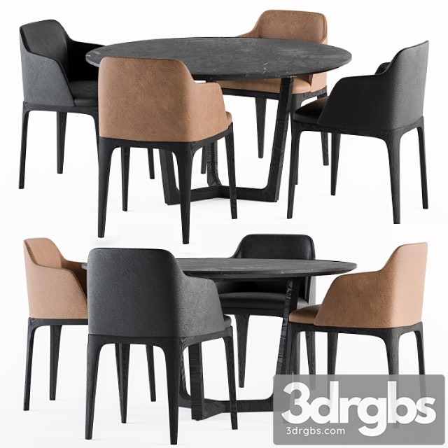 Poliform Dinning Round Table And Grace Chair