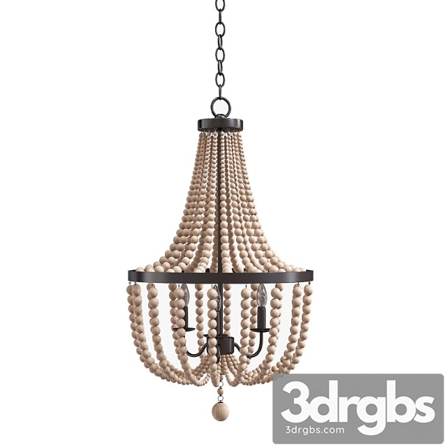 Kenroy Home 93131bs Dumas 3 Lt Wood Bead Chandelier In Brushed Steel