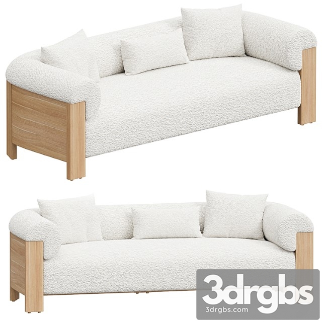 Eldon three seater sofa, oak, boucle