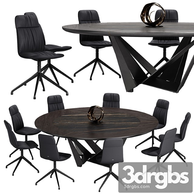 Cattelan italia kelly chair skorpio ker wood round table set 2