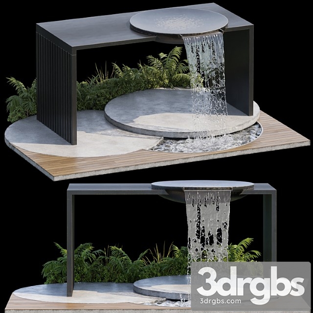 Landscape furniture with fountain - architect element 09