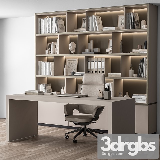 Boss Desk And Library Beige Office Furniture 319