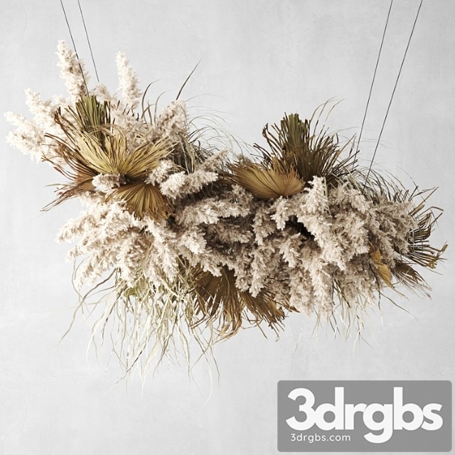 Pendant decor of pampas grass and dried palm leaves