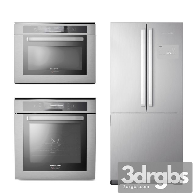 Refrigerator Kitchen Appliance Set 02