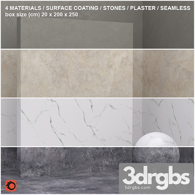 4 materials (seamless) - stone, plaster - set 14