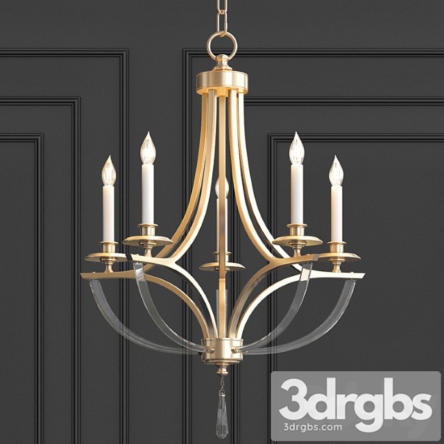 Bent 5-light crystal chandelier