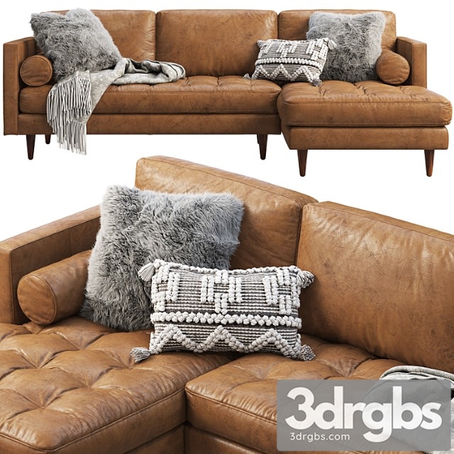 Joybird briar leather sectional sofa