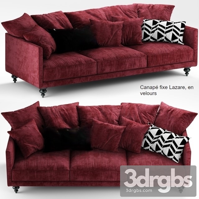 Canape Angle Velours Sofa 01