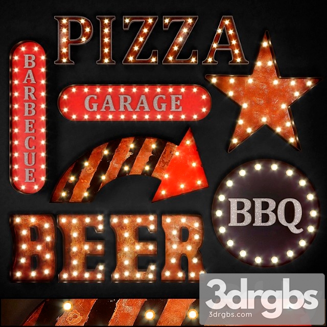 Lighted Metal Sign Set 20